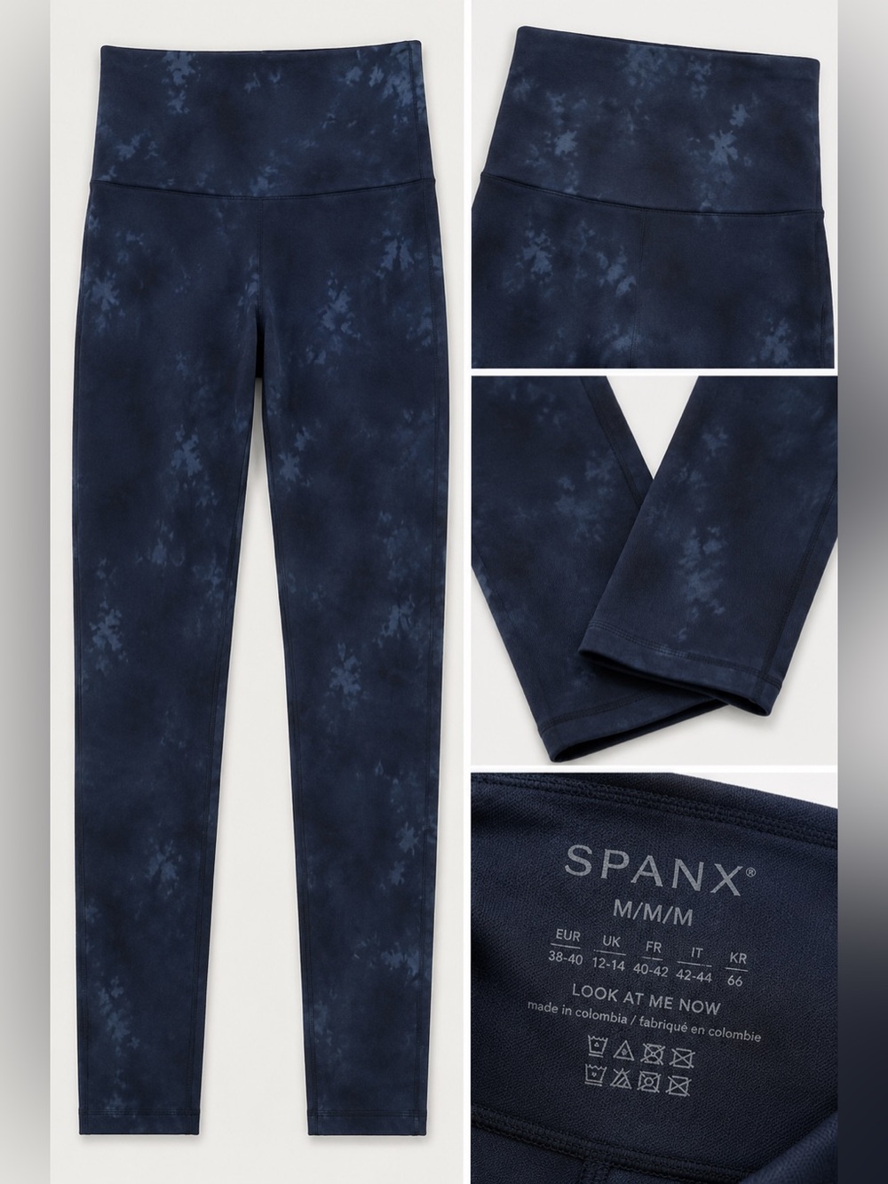 SPANX Look At Me Now Seamless Tights Women’s Size Medium. Blue Pattern Shaping